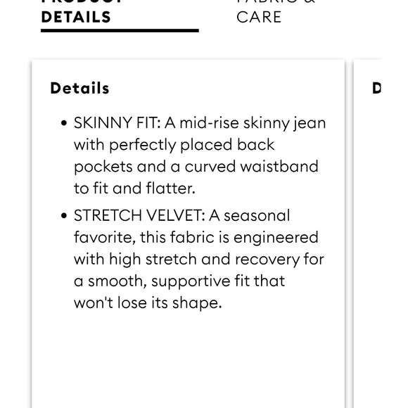 Gorgeous Mid Rise Velvet Skinny pants - Picture 6 of 7